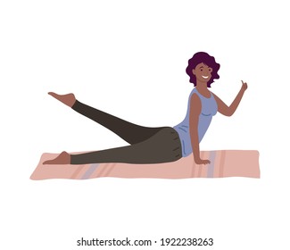 mujer afro atlética practicando el diseño de ilustraciones vectoriales de ejercicio