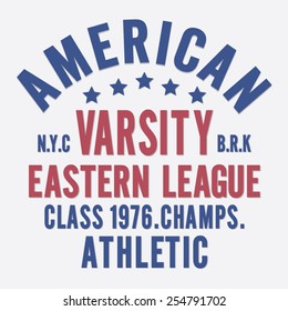 Athletic america typography, t-shirt graphics, vectors