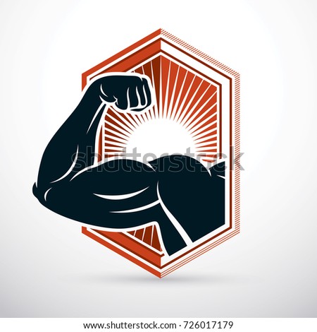 Athletic arm, lifter graphic vector illustration. Fitness workout.