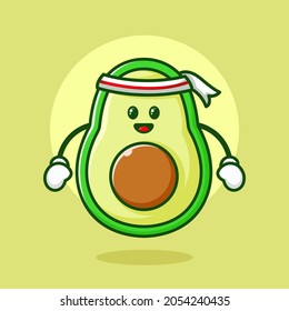 Plantilla de diseño del logotipo del personaje de aguacate atlético. aguacate del logotipo de la ilustración del vector.