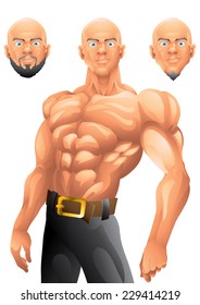 Athletic bald guy character design