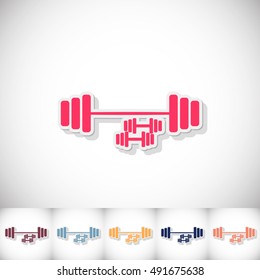 Athletic barbell. Flat sticker with shadow on white background. Vector illustration