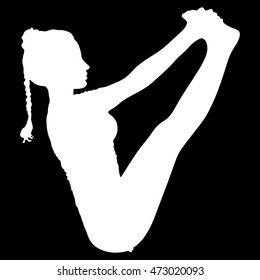 athletic beautiful girl practices yoga, bending in boat pose, Navasana, exercise for abs, hips, spine, flat belly