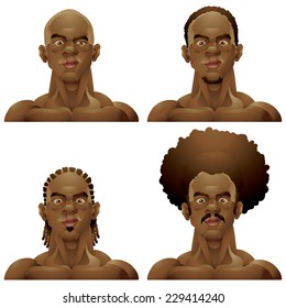 Headshot Black Man Isolated Stock Illustrations Images