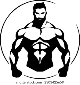 Athletic body, musculature, silhouette, icon, vector.