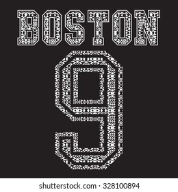 Athletic Boston bandana typography, t-shirt graphics, vectors