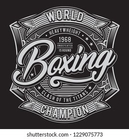 Athletic boxing typography, tee shirt graphics, vectors