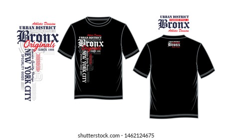Athletic Bronx Typography USA Style, For T Shirt Print, Front And Back View, Vectors