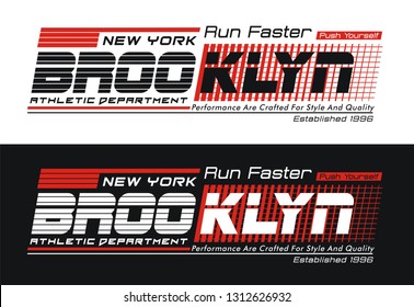 Athletic Brooklyn typography design with a background of black white color. Vector image illustrator