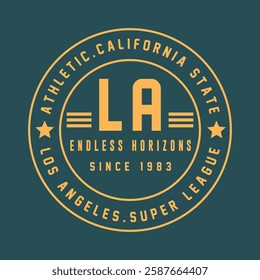 Athletic California State, Los Angeles, Super League, LA Retro Varsity Graphic Vector for T-shirt, Hoodie, Sweatshirt.