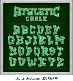 Athletic Chalk, bold serif chalk effect typeface. Part 1/6 first character (abc)