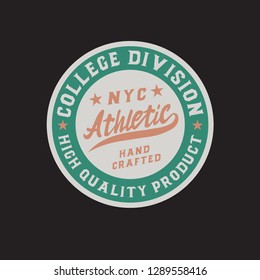 Athletic. Classic retro badge. Script and serif font. Handmade logo and font. Old school.