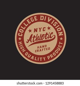 Athletic. Classic retro badge. Script and serif font. Handmade logo and font. Old school.