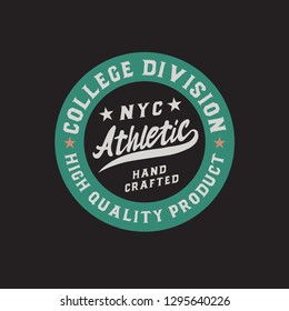 Athletic. Classic retro badge. Script and serif font. Handmade logo and font. Old school.
