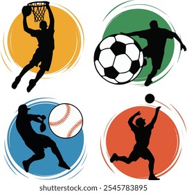 athletic collection vector isolated on white background