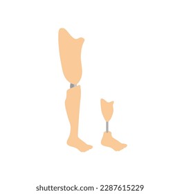 Athletic and conventional leg prosthesis color flat set. Leg Prosthesis Implant