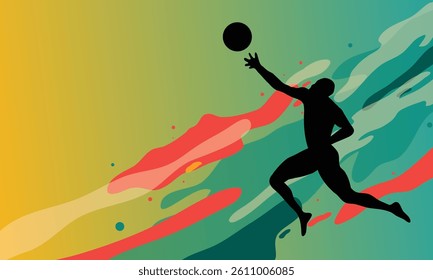 athletic day illustration vector with person running with sporty color background design