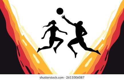 athletic day illustration vector with person running with sporty color background design