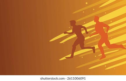 athletic day illustration vector with person running with sporty color background design