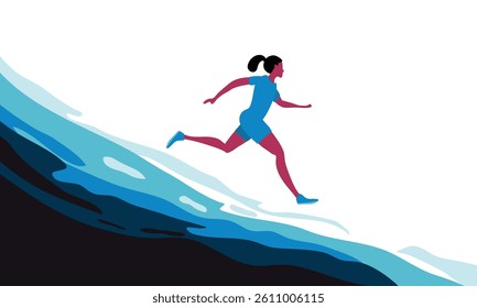 athletic day illustration vector with person running with sporty color background design