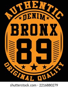 Diseño de camisetas vectoriales de tipografía de denim bronce atlético.