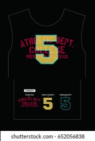 Athletic Dept. College. Background Slogan for T-shirt and apparels. Vector illustration