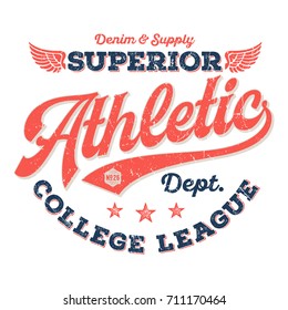 Athletic Dept., College League - Tee Design For Print