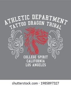 Athletic dept. Tattoo tribal dragon graphic design vector art