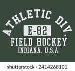 Athletic Divi. Field Hockey Indiana Varsity style graphic. Editable and ready to use for Tee Shirt, hoodie, and others