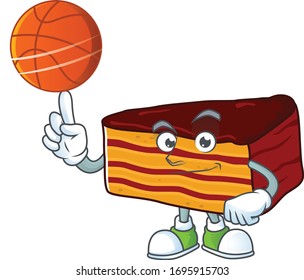 An athletic dobos torte cartoon design style playing basketball