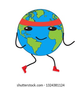 Athletic earth planet cartoon. Vector illustration design