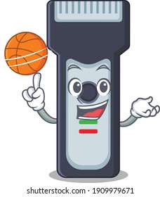 An athletic electric shaver cartoon mascot design with basketball. Vector illustration