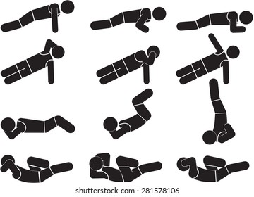 athletic exercise icon set