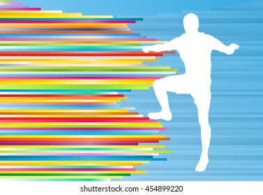 Athletic exercise man stretching warm up vector background concept