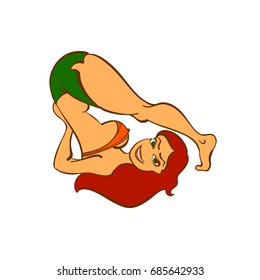 Athletic girl doing stretching exercise. 