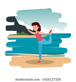 athletic girl practicing exercice on the beach