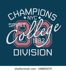 Athletic graphic for T-shirt design,separated color layer Vector design