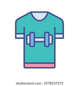 Athletic gym tshirt with dumbbells for strength training