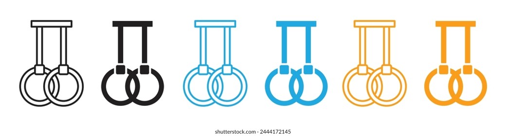 Athletic Gymnastic Rings Icons for Fitness Routines and Acrobat Training