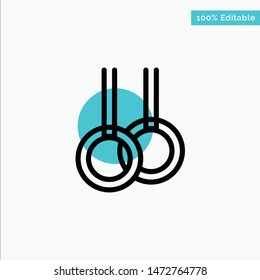 Athletic, Gymnastics, Rings turquoise highlight circle point Vector icon