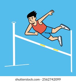 athletic high jump vector silhouette