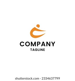 Athletic human jump logo icon design template  flat vector