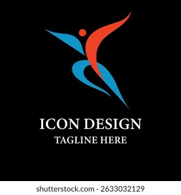 Athletic icon jumping logo design
