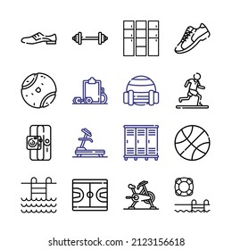 Conjunto de iconos atléticos con iconos de línea. Estilo De Línea Delgada Moderna. Adecuado para Web e Icono móvil. Ilustración del vector EPS 10.