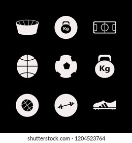 athletic icon. athletic vector icons set weight, dumbbell, football shoe and football ball