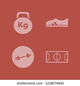 athletic icon. athletic vector icons set dumbbell, football shoe, football stadium and weight
