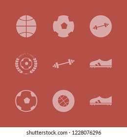 athletic icon. athletic vector icons set dumbbell, football shoe, soccer ball and basketball ball