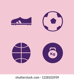 athletic icon. athletic vector icons set basketball ball, football shoe, soccer ball and weight