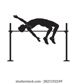 Athletic jumper clearing the bar during a high jump competition event.