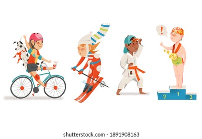 Juegos de vectores de karate para niños atléticos